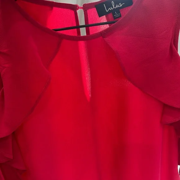 Lulu's Vibrant Pink Cold Shoulder Blouse - Picture 5 of 7